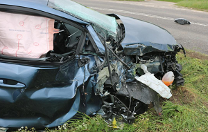 Picture of a damaged car following a collision 