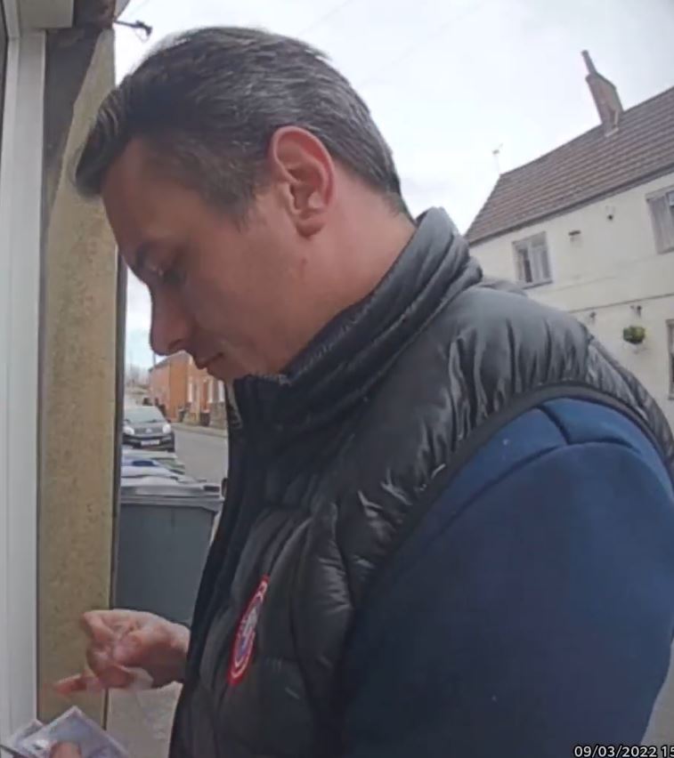 Ring doorbell footage of man we want to speak to in connection with fraudulent bank note use