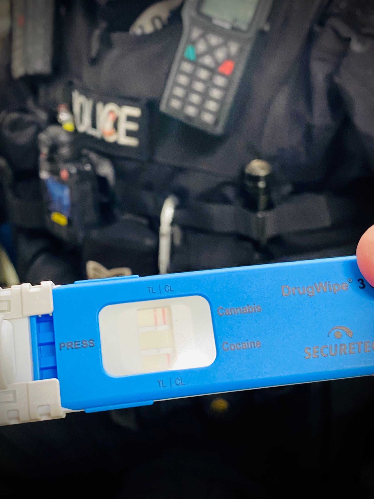 drug wipe held by sgt