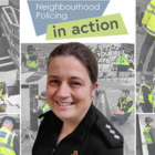 image of police officer in front of collage background