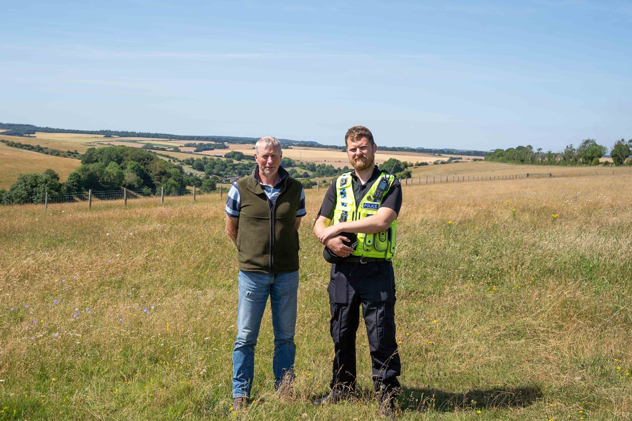 Jonathan Clarke, Wiltshire Wildlife Trust farm manager, and PC Simon Gomm