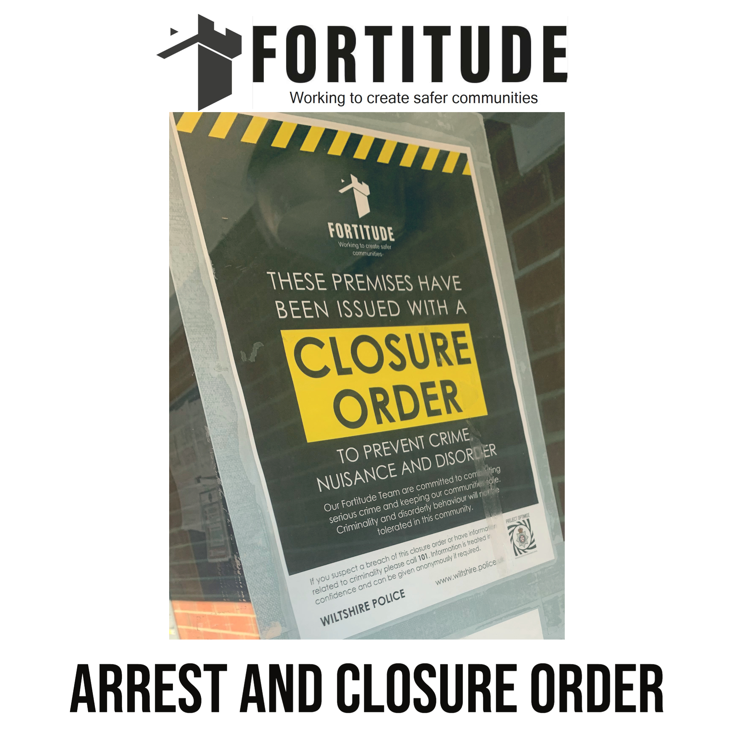 image of closure order notice on door in Swindon