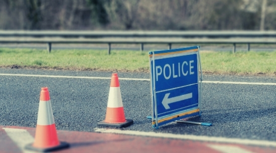 road closure sign following collision