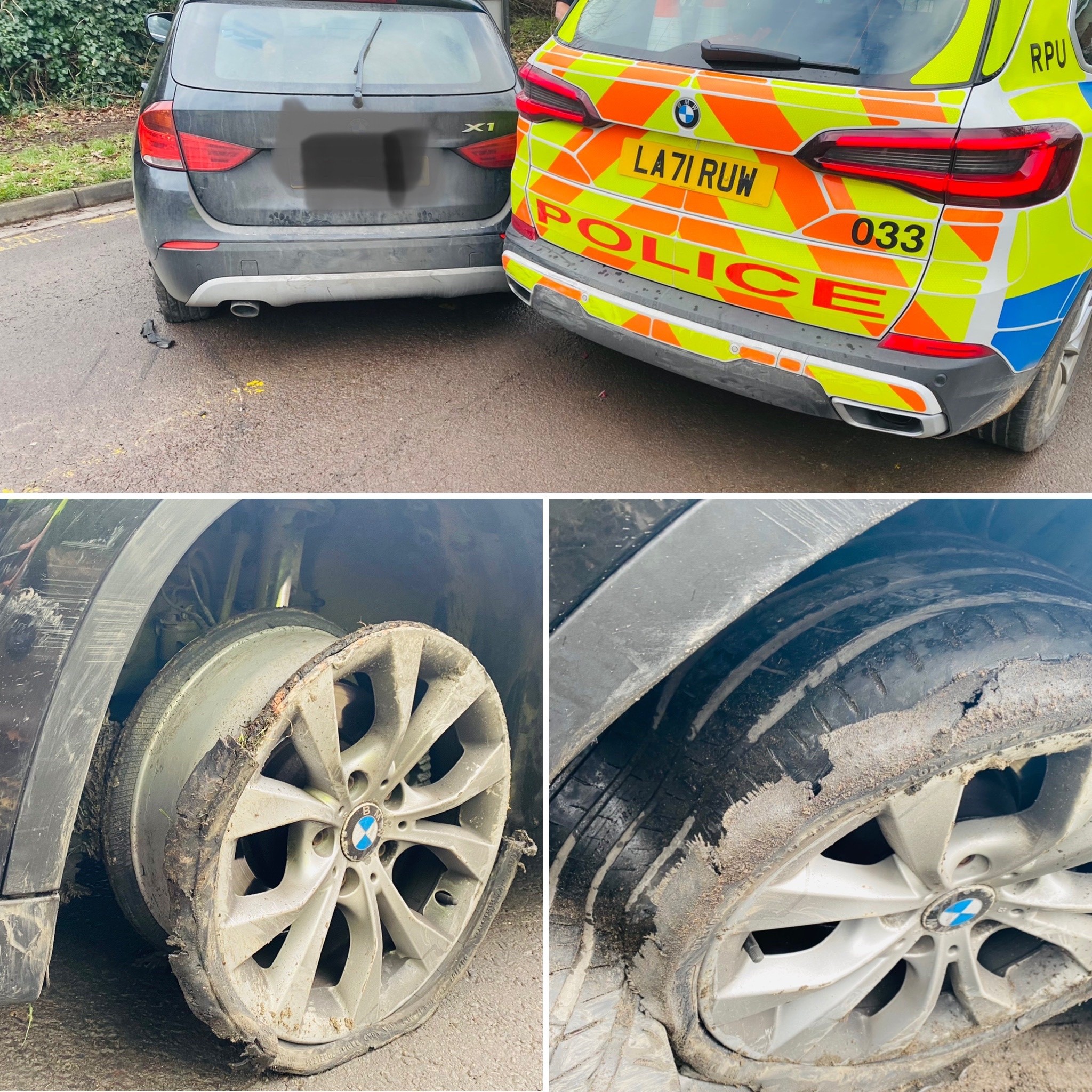 images of vehicle damage following pursuit in Swindon